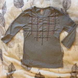 Free People grey geometric long sleeve shirt